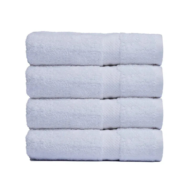 Pack of 4 Bath Terry Towel Set Pure 100% Cotton - White - Umbrella Outdoors
