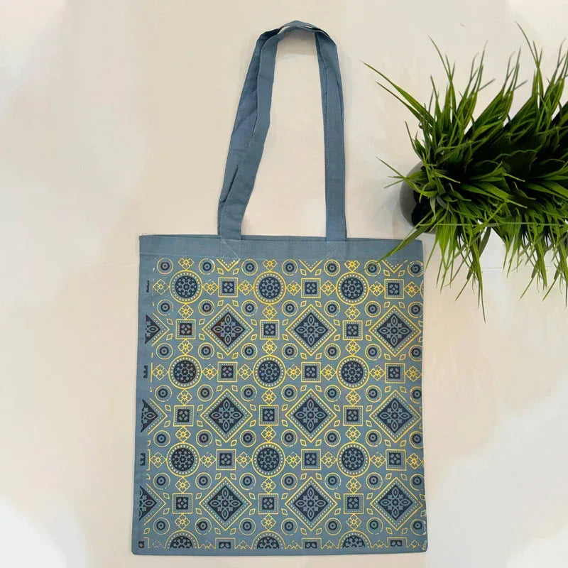 Printed Cotton Canvas Tote Bag - Sea - Umbrella Outdoors