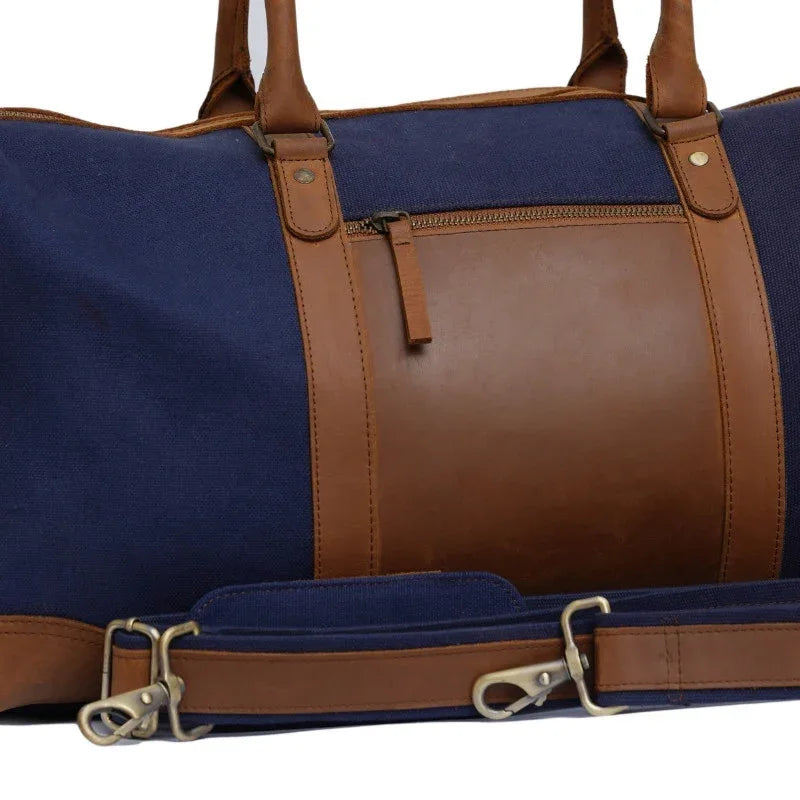 Big Boy Cotton Canvas Leather Duffle Bag - Blue Boy - Umbrella Outdoors