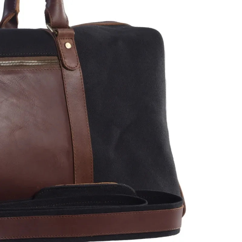 Big Boy Cotton Canvas Leather Duffle Bag - Dead Black - Umbrella Outdoors