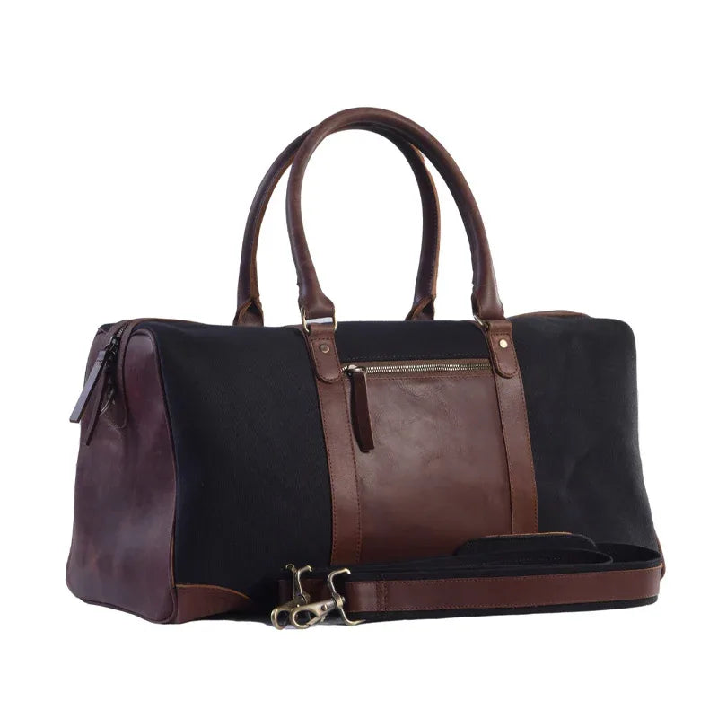 Big Boy Cotton Canvas Leather Duffle Bag - Dead Black - Umbrella Outdoors