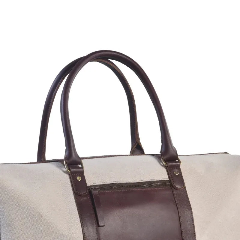 Big Boy Cotton Canvas Leather Duffle Bag - White Man - Umbrella Outdoors