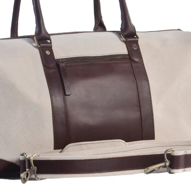 Big Boy Cotton Canvas Leather Duffle Bag - White Man - Umbrella Outdoors