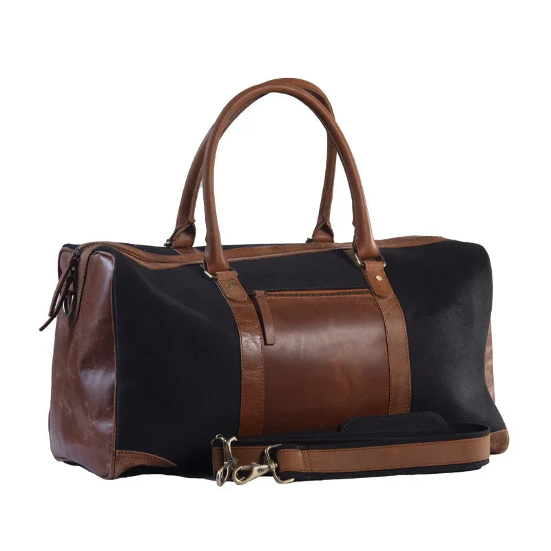 Big Boy Cotton Canvas Leather Duffle Bag - Black Boy - Umbrella Outdoors