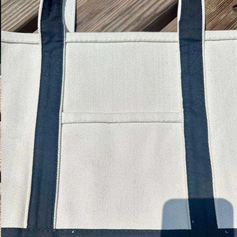 EcoTote Chic Canvas Cotton Bag - White & Black - Umbrella Outdoors