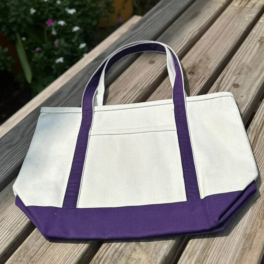 Organic Eco-Friendly Cotton Canvas Bag - White Purple - Umbrella Outdoors