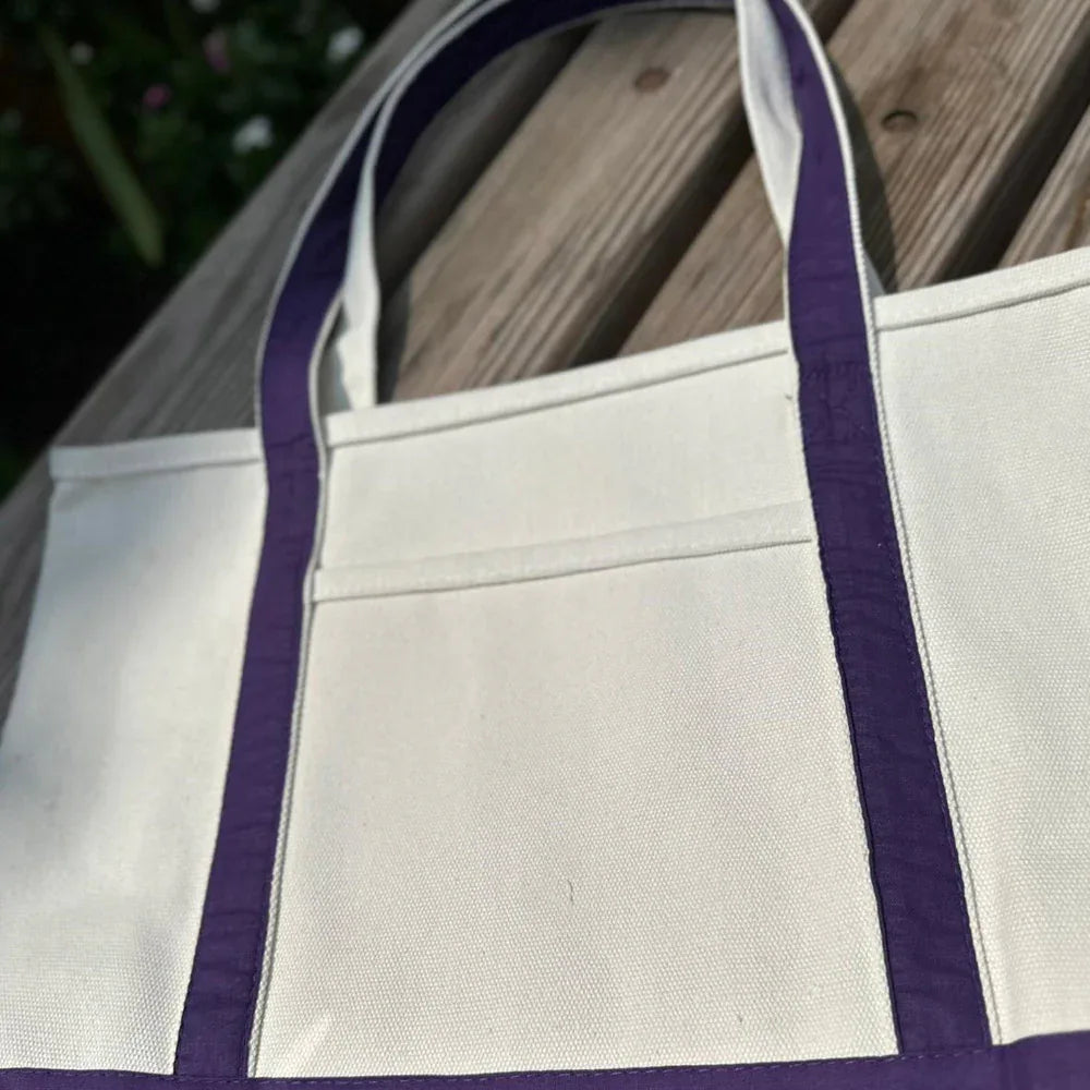 Organic Eco-Friendly Cotton Canvas Bag - White Purple - Umbrella Outdoors