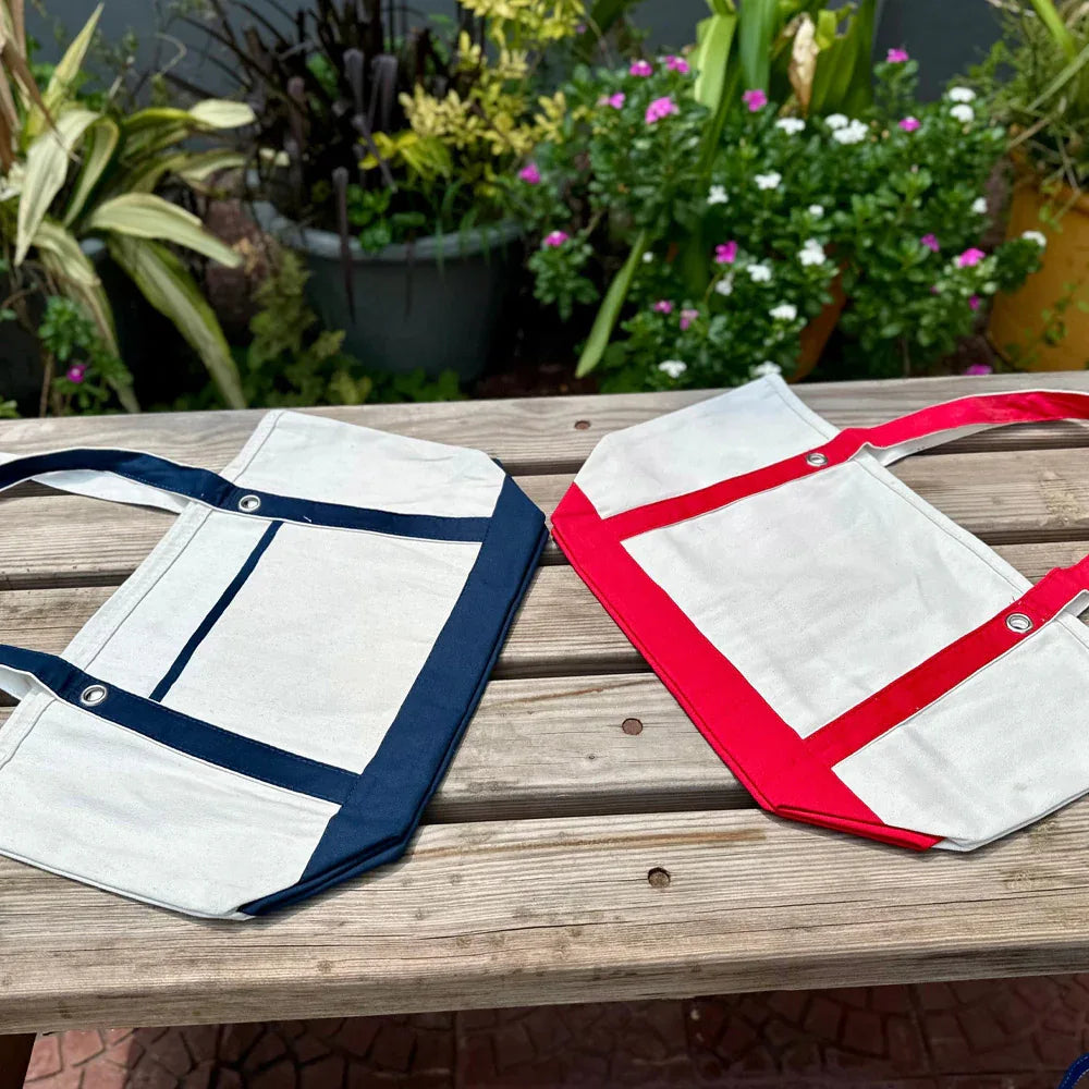 Tote Vibe Canvas Cotton Bag – White & Blue - Umbrella Outdoors