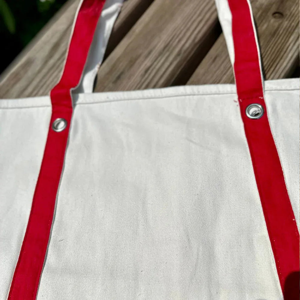 Tote Vibe Canvas Cotton Bag – White & Red - Umbrella Outdoors