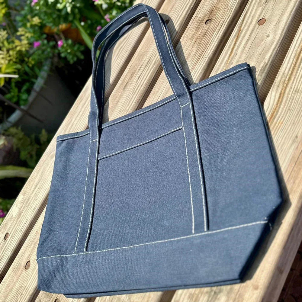 EcoStyle Cotton Canvas Tote Bag - Blue - Umbrella Outdoors
