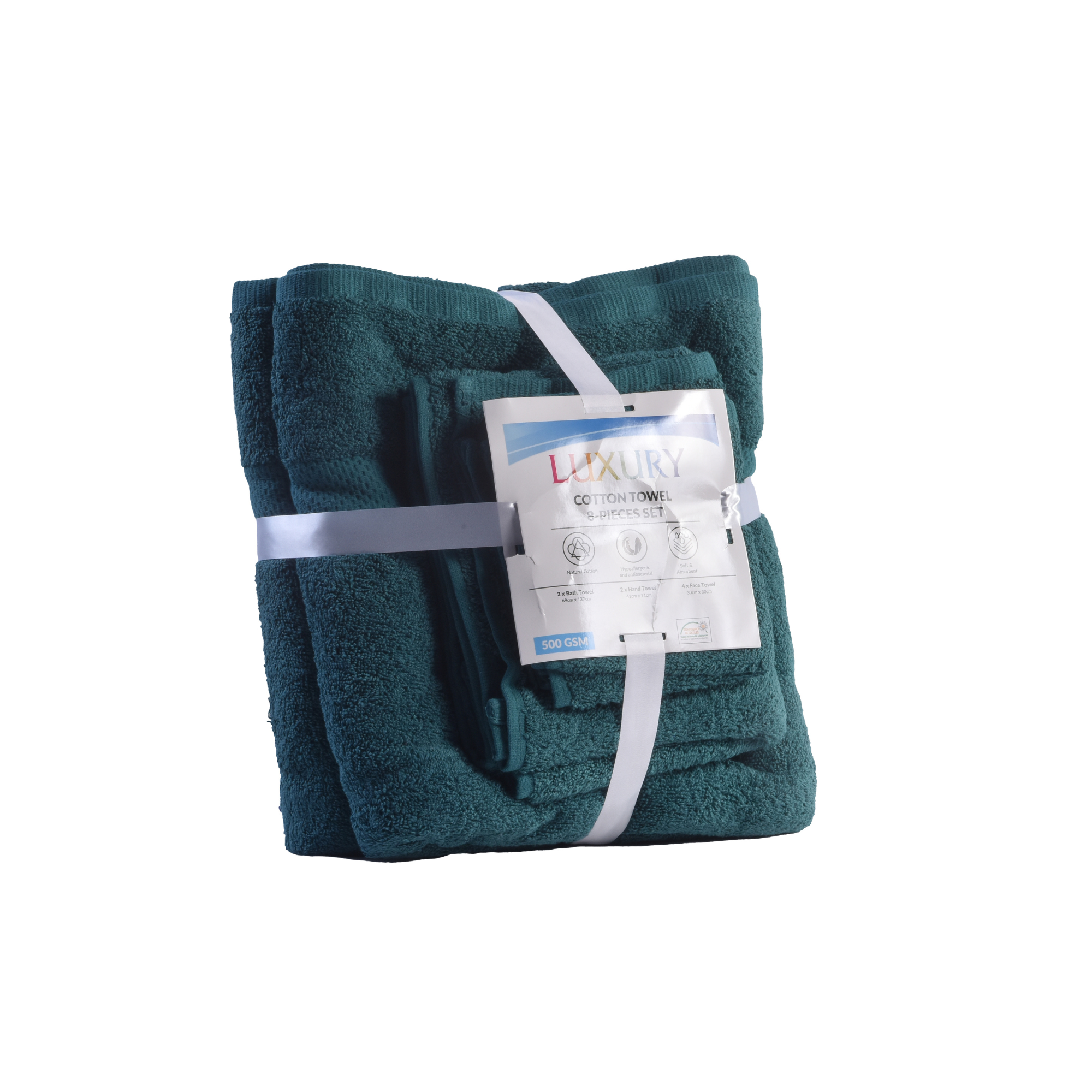Pack of 8 Family Terry Towel Set Pure 100% Cotton