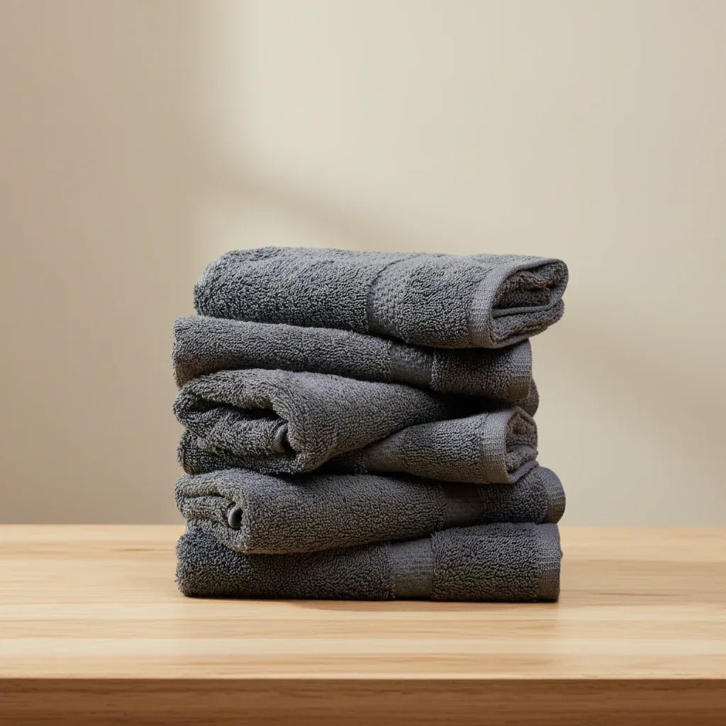 Pack of 6 Hand Towel Set Pure 100% Cotton - Dark Gray - Umbrella Outdoors