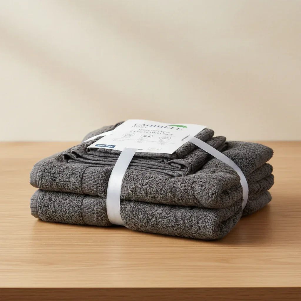 Pack of 8 Family Terry Towel Set - 100% Cotton - White - Umbrella Outdoors
