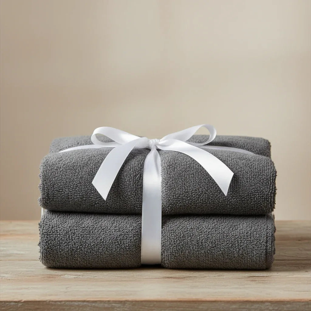 Pack of 2 Grey Bath Sheet Terry Towel Set Pure 100% Cotton - Umbrella Outdoors