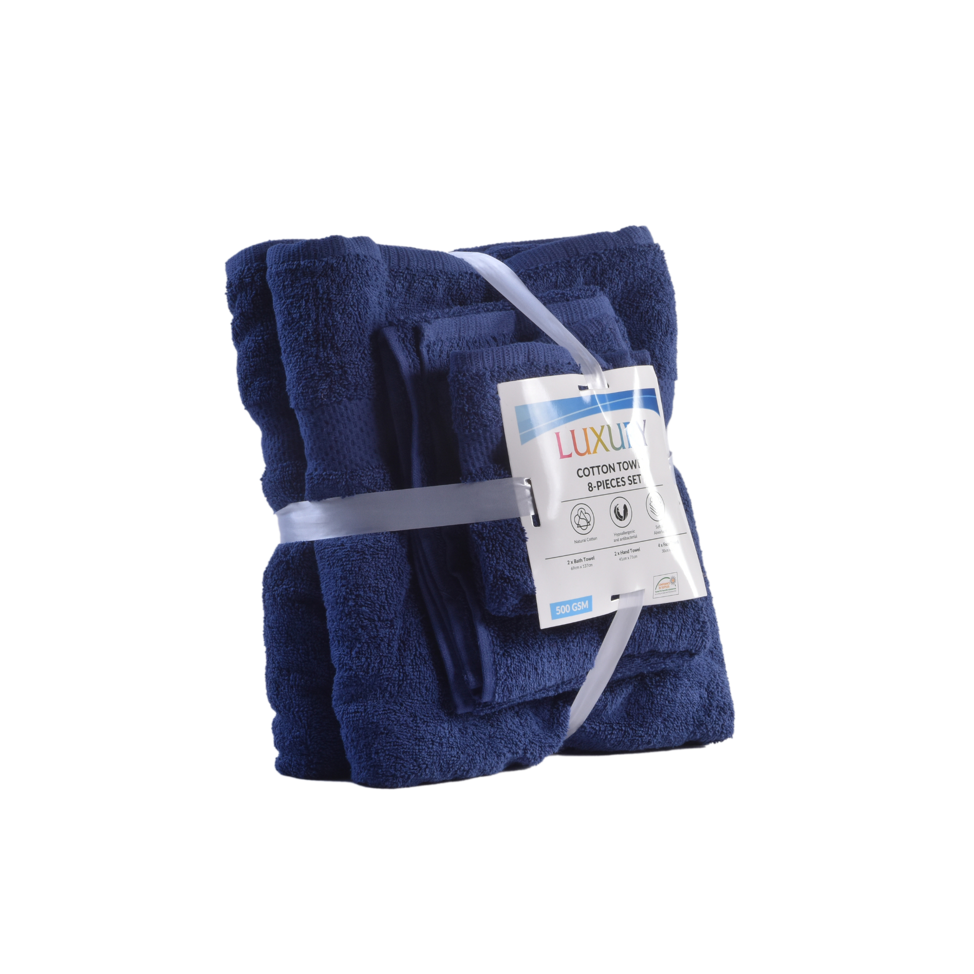 Pack of 8 Family Terry Towel Set Pure 100% Cotton