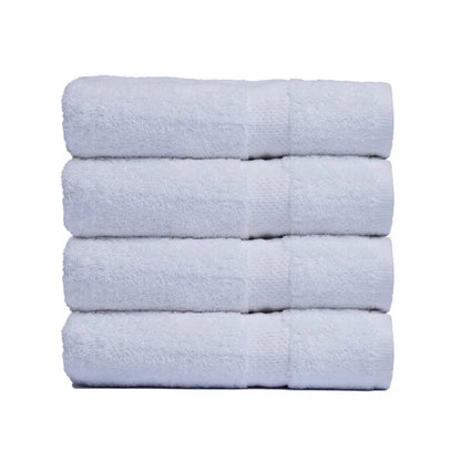 Pack of 4 Bath Terry Towel Set Pure 100% Cotton - White - Umbrella Outdoors