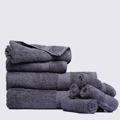 Pack of 8 Family Terry Towel Set Pure 100% Cotton - Gray