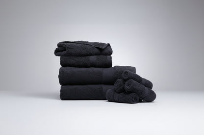Pack of 8 Family Terry Towel Set Pure 100% Cotton - Black