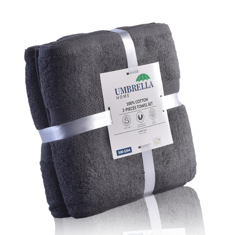 Buy Pack of 2 Grey Bath Sheet Terry Towel Set Pure 100% Cotton in UK