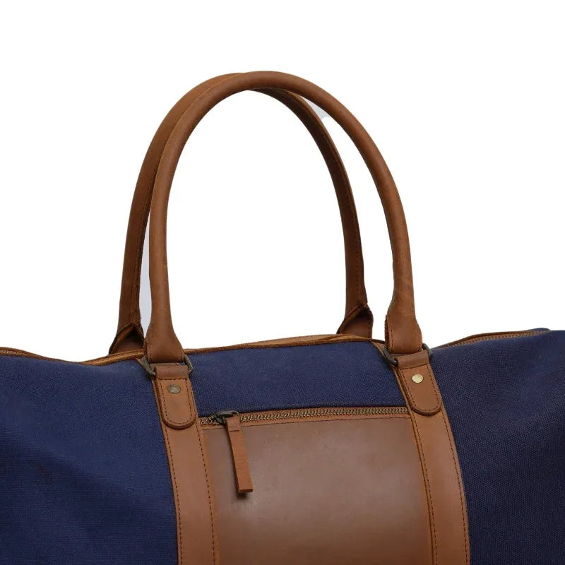 Big Boy Cotton Canvas Leather Duffle Bag - Blue Boy - Umbrella Outdoors