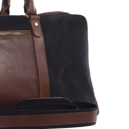 Big Boy Cotton Canvas Leather Duffle Bag - Dead Black - Umbrella Outdoors