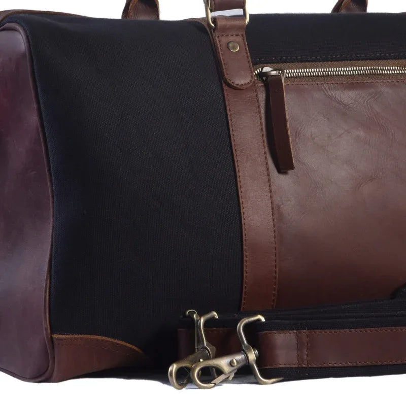 Big Boy Cotton Canvas Leather Duffle Bag - Dead Black - Umbrella Outdoors