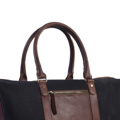 Big Boy Cotton Canvas Leather Duffle Bag - Dead Black - Umbrella Outdoors
