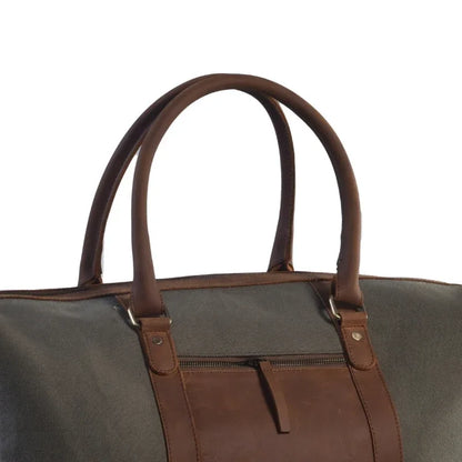 Cotton Canvas & Leather Duffle Bag