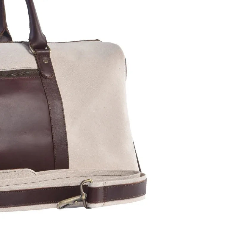 Big Boy Cotton Canvas Leather Duffle Bag - White Man - Umbrella Outdoors