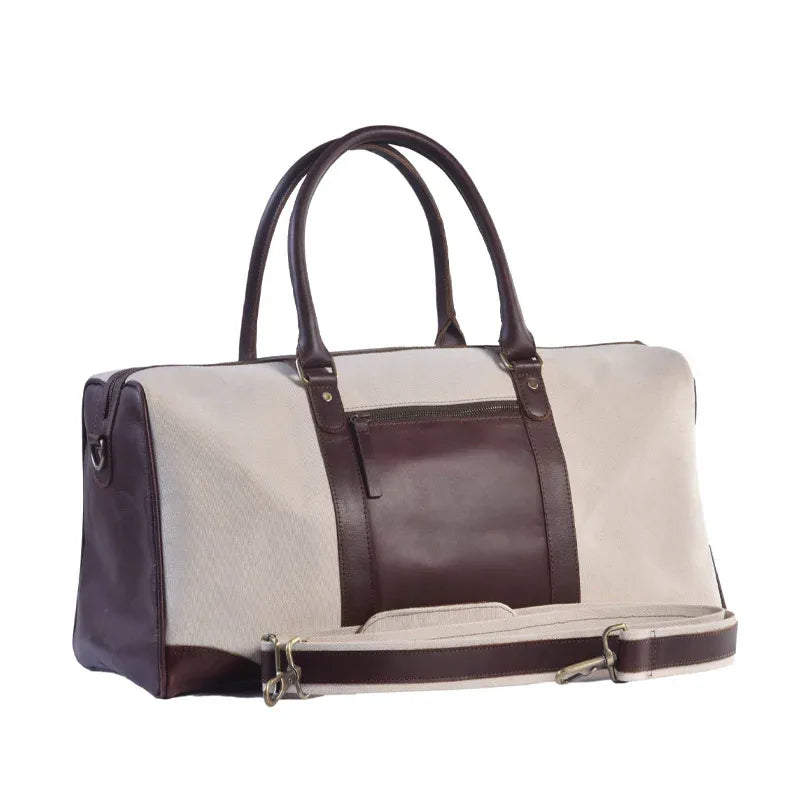 Big Boy Cotton Canvas Leather Duffle Bag - White Man - Umbrella Outdoors