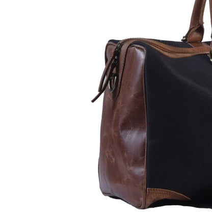Big Boy Cotton Canvas Leather Duffle Bag - Black Boy - Umbrella Outdoors