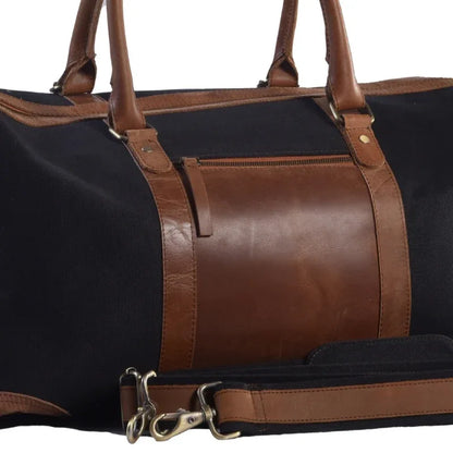 Big Boy Cotton Canvas Leather Duffle Bag - Black Boy - Umbrella Outdoors