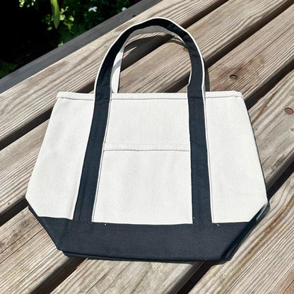 EcoTote Chic Canvas Cotton Bag - White & Black - Umbrella Outdoors
