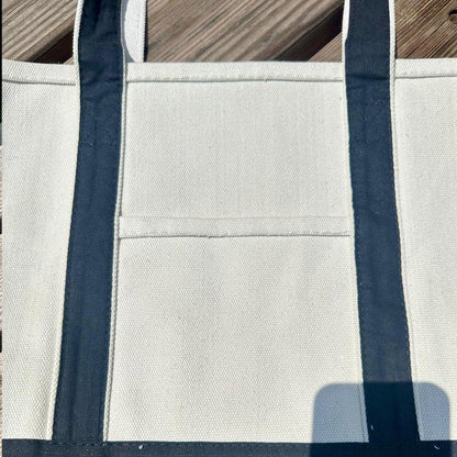 EcoTote Chic Canvas Cotton Bag - White & Black - Umbrella Outdoors