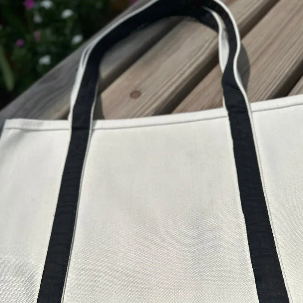 Organic Eco-Friendly Cotton Canvas Bag - White Black - Umbrella Outdoors