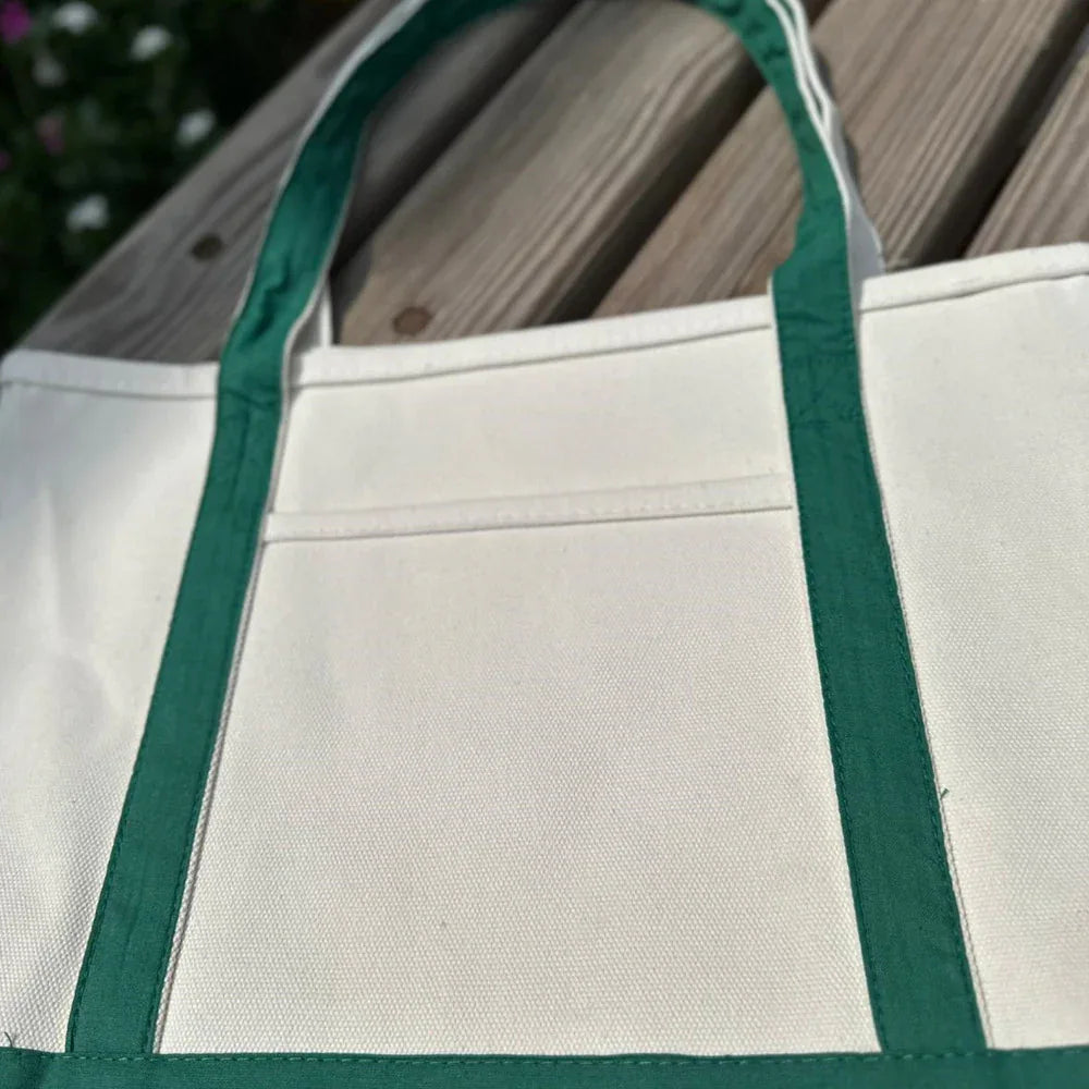 Organic Eco-Friendly Cotton Canvas Bag - White Green - Umbrella Outdoors