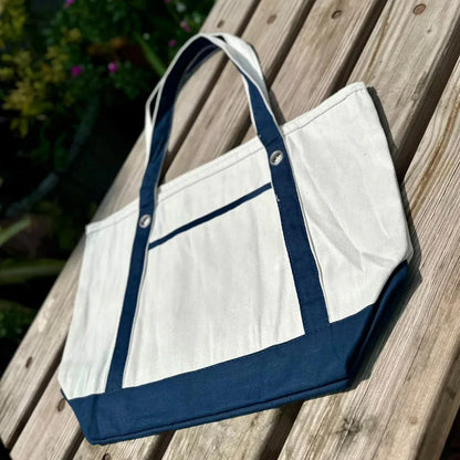 Tote Vibe Canvas Cotton Bag – White & Blue - Umbrella Outdoors
