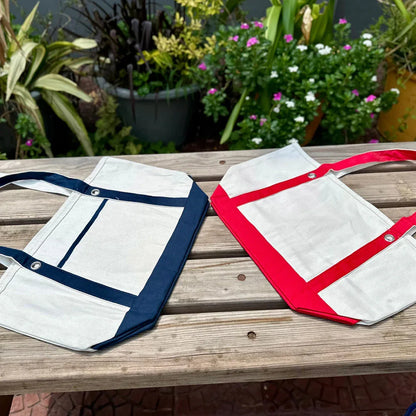 Tote Vibe Canvas Cotton Bag – White & Red - Umbrella Outdoors