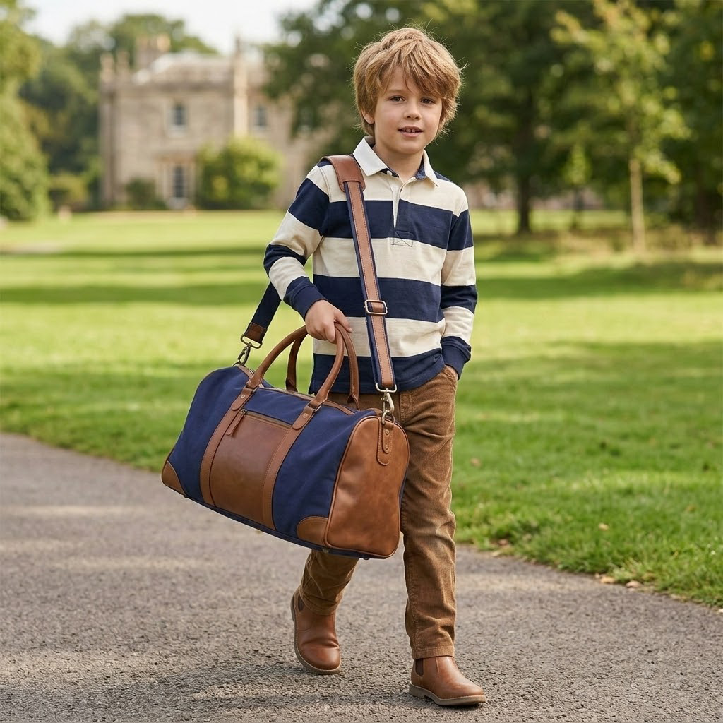 Cotton Canvas & Leather Duffle Bag