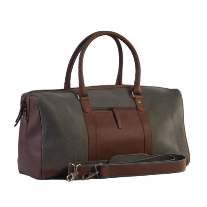 Cotton Canvas & Leather Duffle Bag