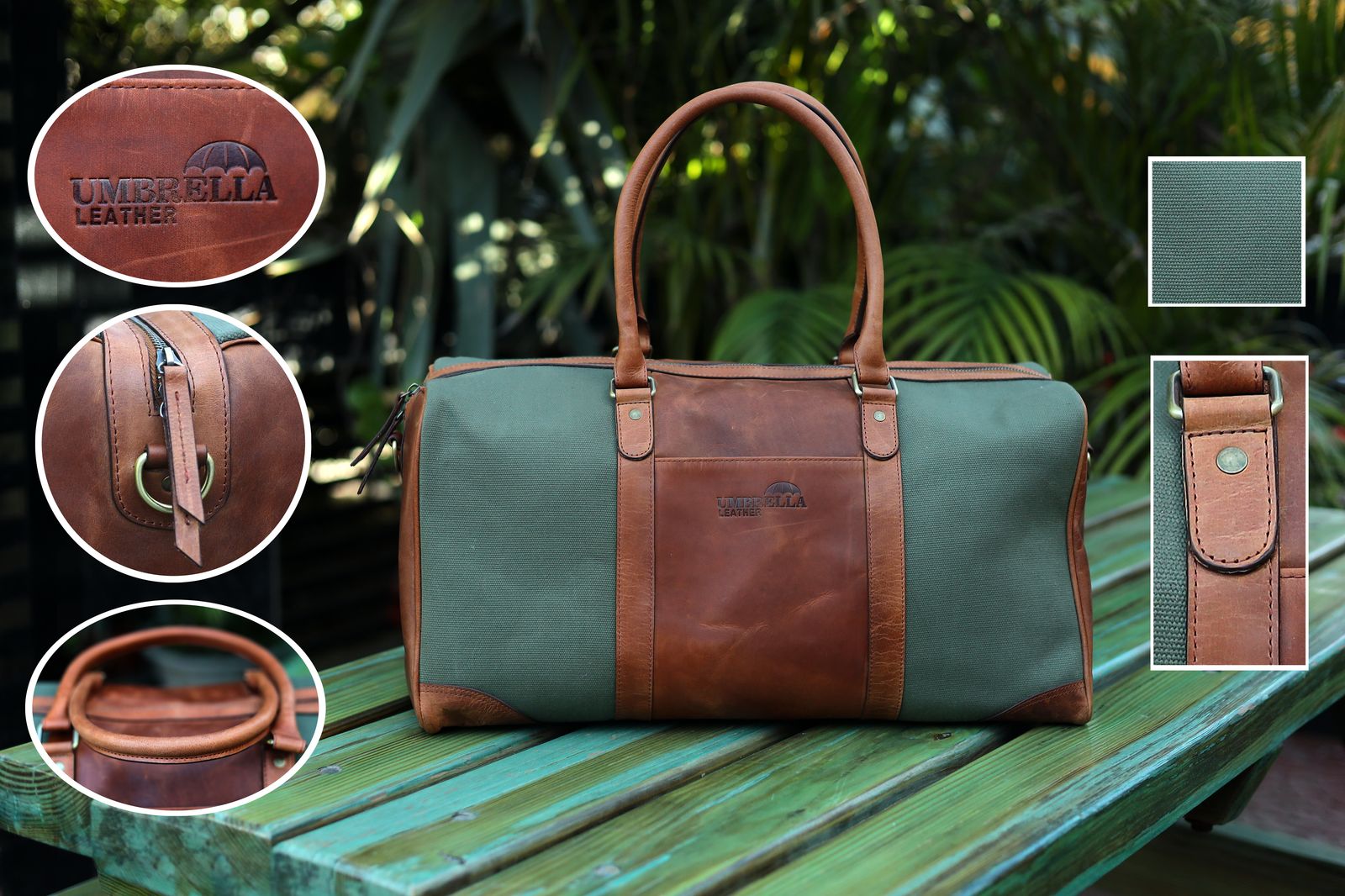 Cotton Canvas & Leather Duffle Bag