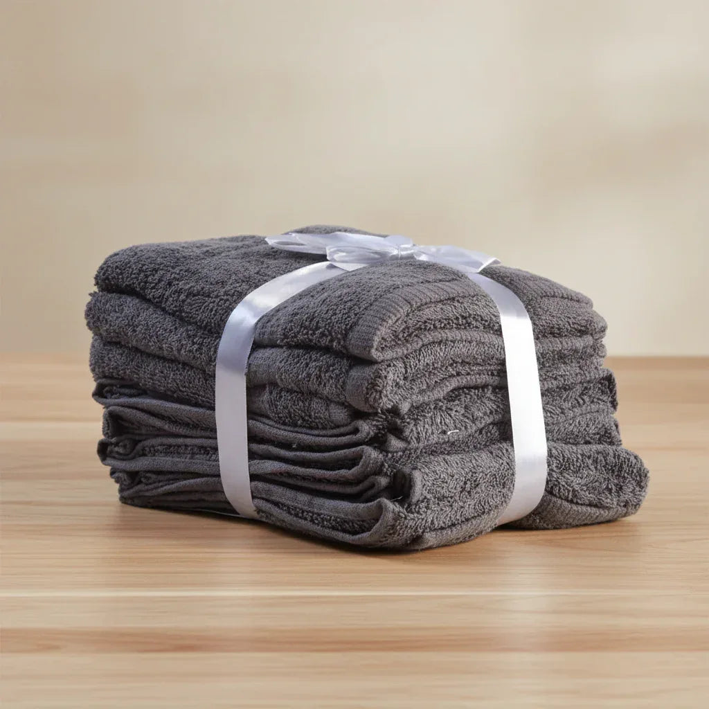 Pack of 6 Hand Towel Set Pure 100% Cotton - Dark Gray - Umbrella Outdoors