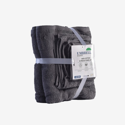 Pack of 8 Family Terry Towel Set Pure 100% Cotton