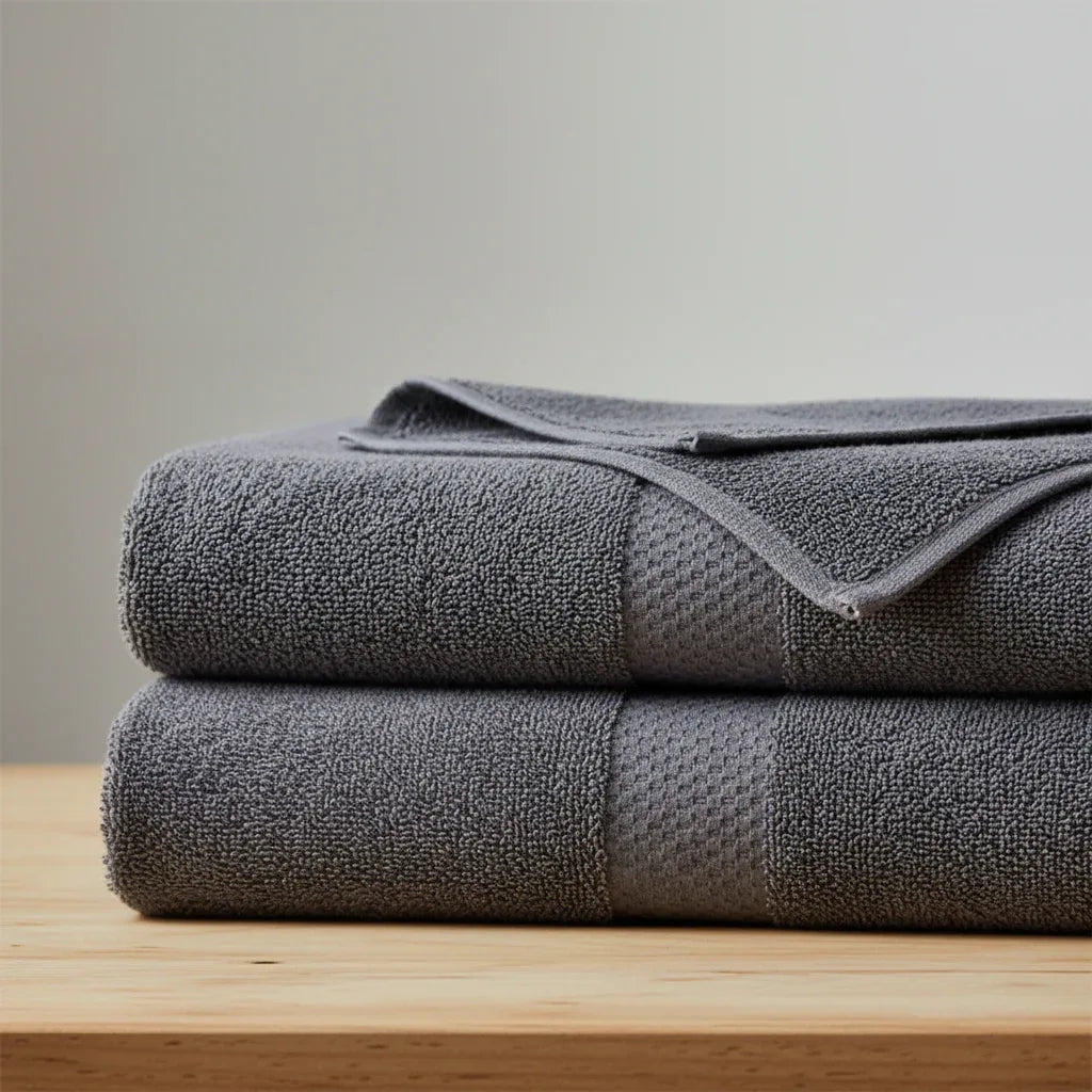 Pack of 2 Grey Bath Sheet Terry Towel Set Pure 100% Cotton - Umbrella Outdoors