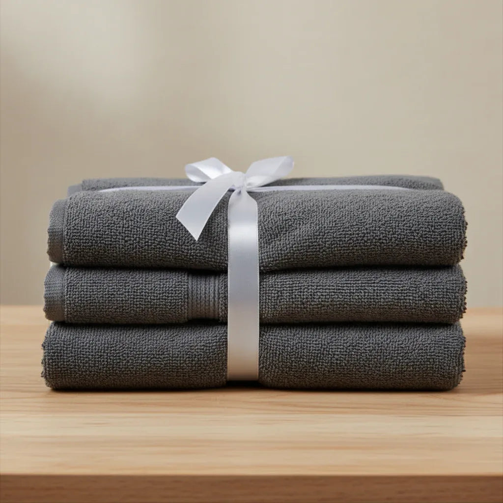 Pack of 2 Grey Bath Sheet Terry Towel Set Pure 100% Cotton - Umbrella Outdoors