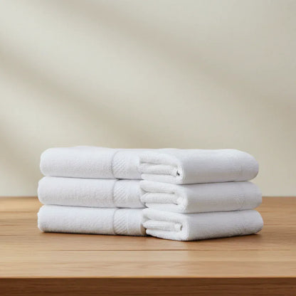 Pack of 6 Hand Towel Set Pure 100% Cotton - White - Umbrella Outdoors