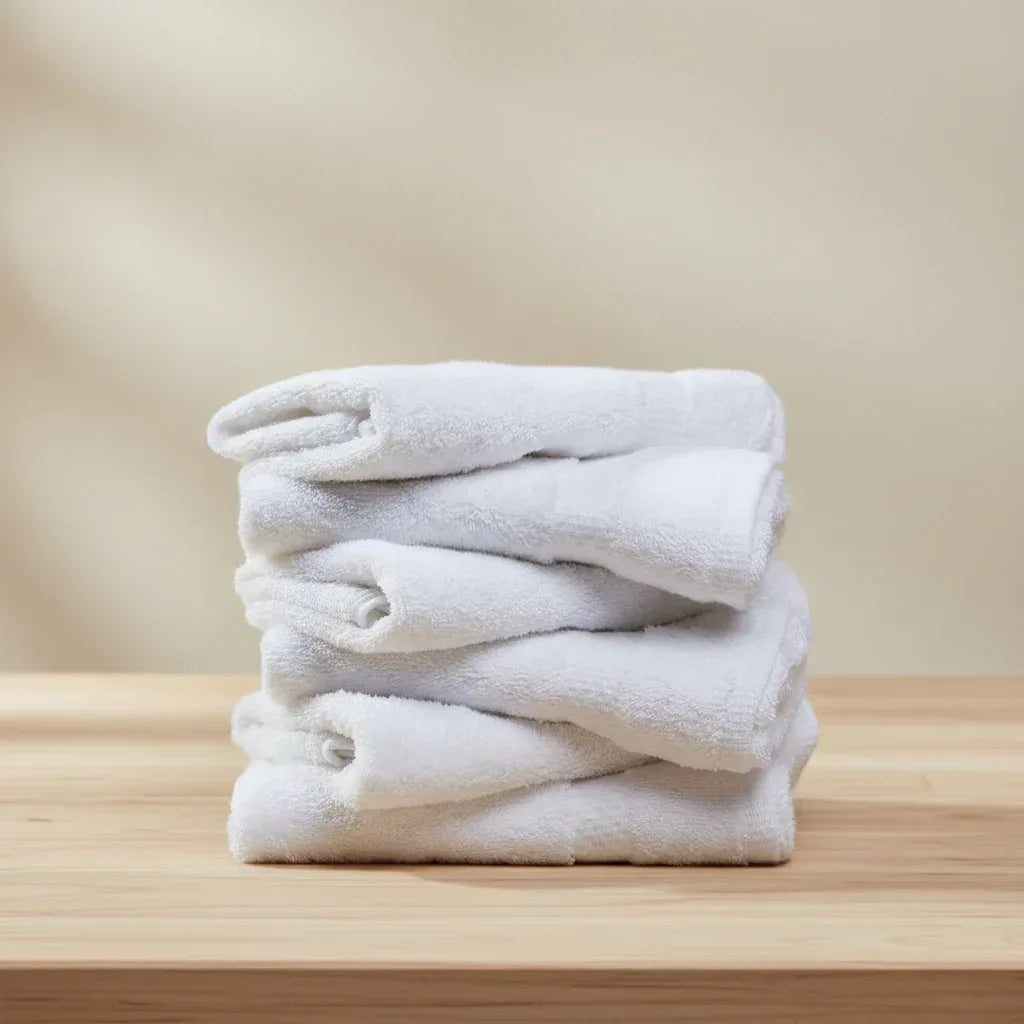 Pack of 6 Hand Towel Set Pure 100% Cotton - White - Umbrella Outdoors